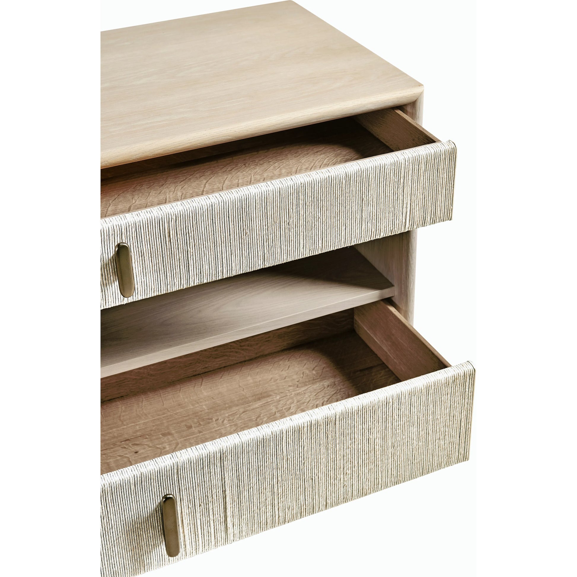 Water Clapotis Danish Cord Nightstand by Jonathan Charles in bleached oak. Made from oak, danish cord, metal in a transitional style.