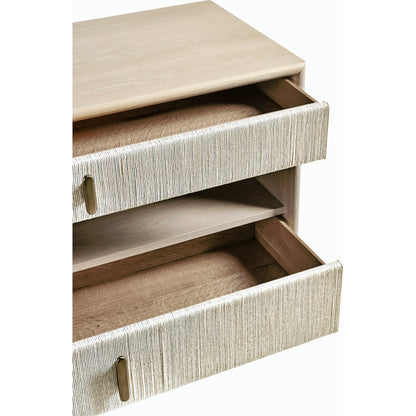 Water Clapotis Danish Cord Nightstand by Jonathan Charles in bleached oak. Made from oak, danish cord, metal in a transitional style.