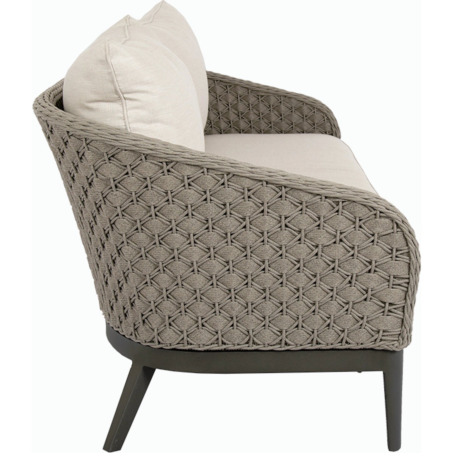 006 SI-2167084 | Additional Silo | Marbella Outdoor Sofa by Sunset West in graphite. Made from olefin rope in a modern style.