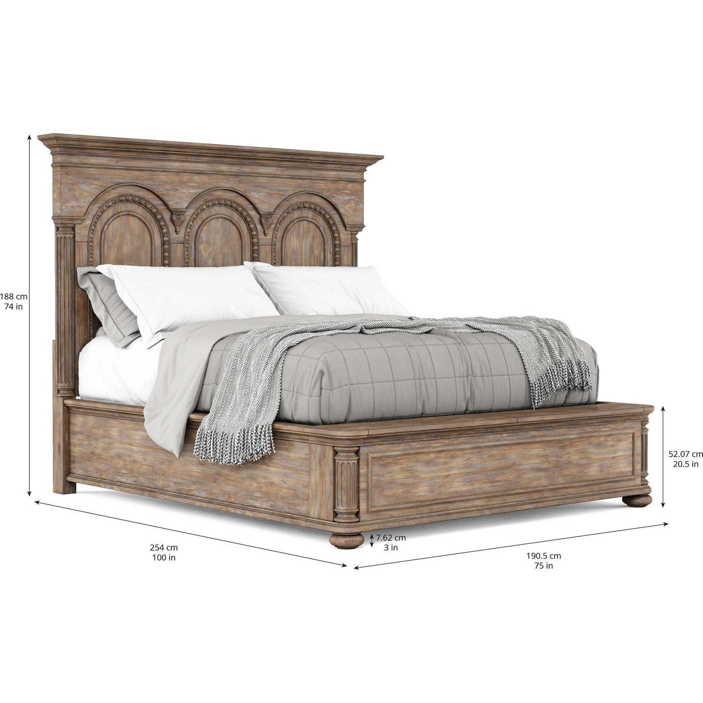 007 SI-2064907 | Additional Silo | Architrave Panel Bed by A.R.T. Furniture in almond. Made from pine solids and veneer in a traditional style.