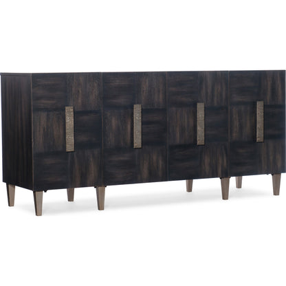 Neville Credenza by Hooker Furniture in dark walnut. Made from walnut veneers in a modern style.