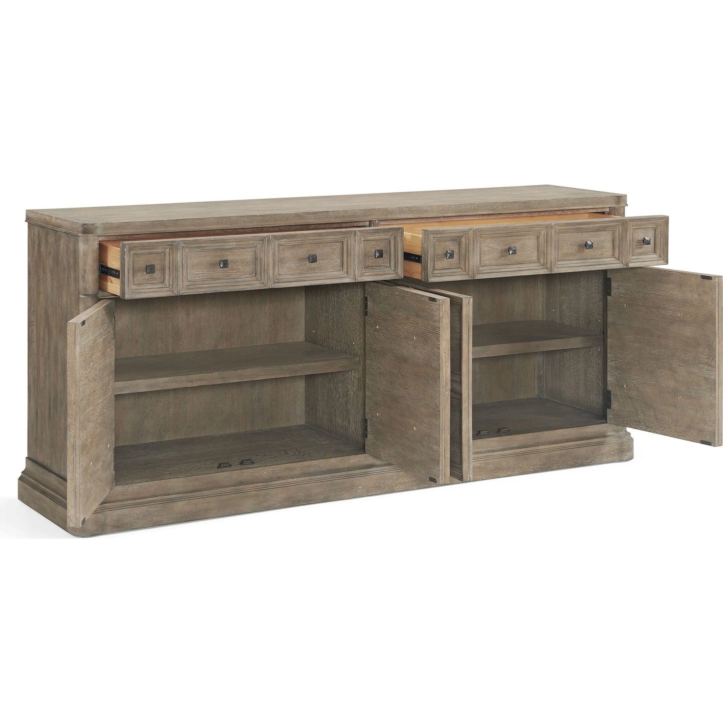 002 SI-2356199 | Additional Silo | Reforma Credenza by A.R.T. Furniture in tapenade, gunmetal. Made from parawood solids, random match flaky oak veneers, metal in a traditional style.