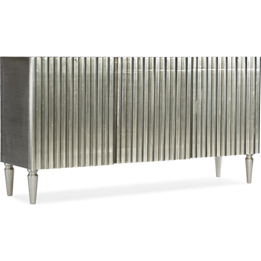 German Silver Entertainment Console by Hooker Furniture in german silver foil. Made from unique in a modern style.