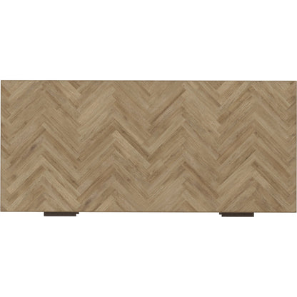 Garrison Drawer Chest by A.R.T. Furniture in washed oak, burnished brass. Made from parawood solids with ash embossing, white oak veneers, metal in a cottage & farmhouse style.