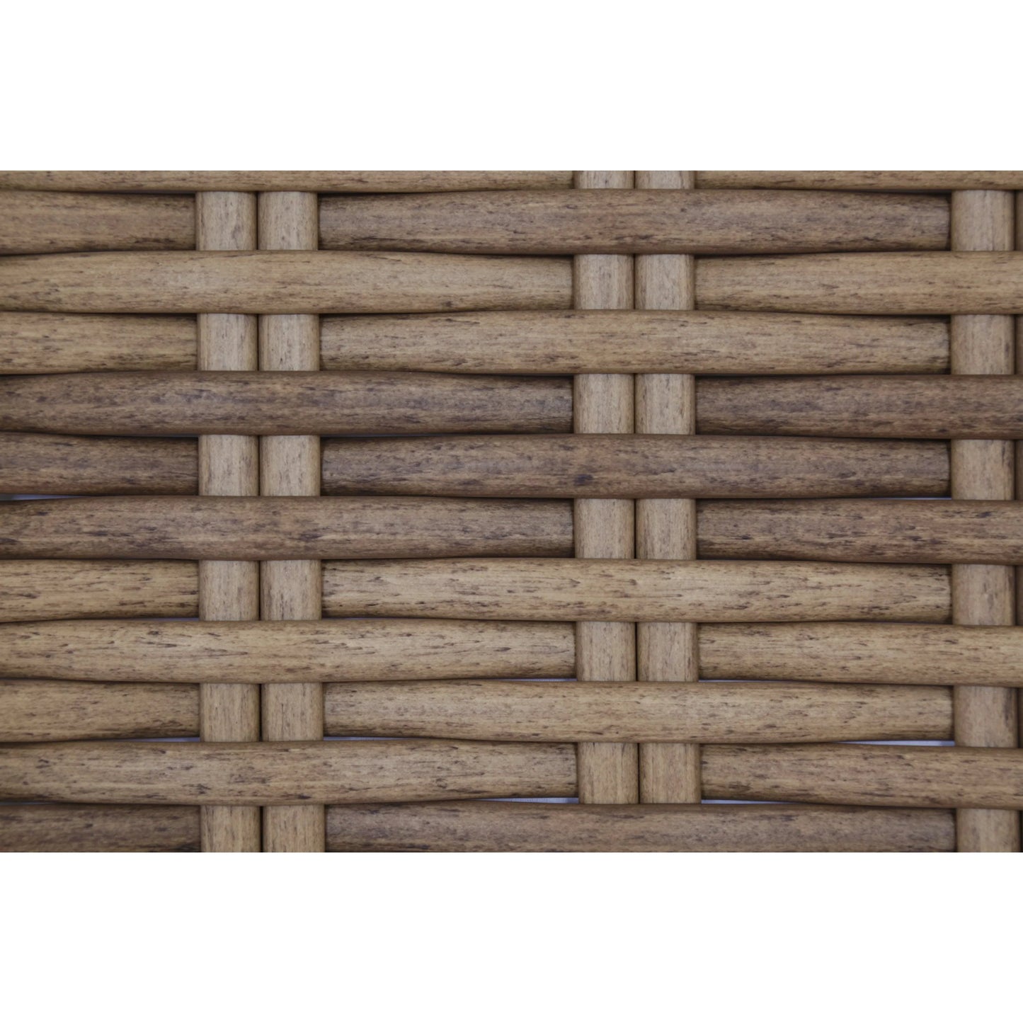 002 SI-2166760 | Closeup | Havana Outdoor Ottoman in Canvas Flax by Sunset West in tobacco. Made from resin wicker in a modern style.