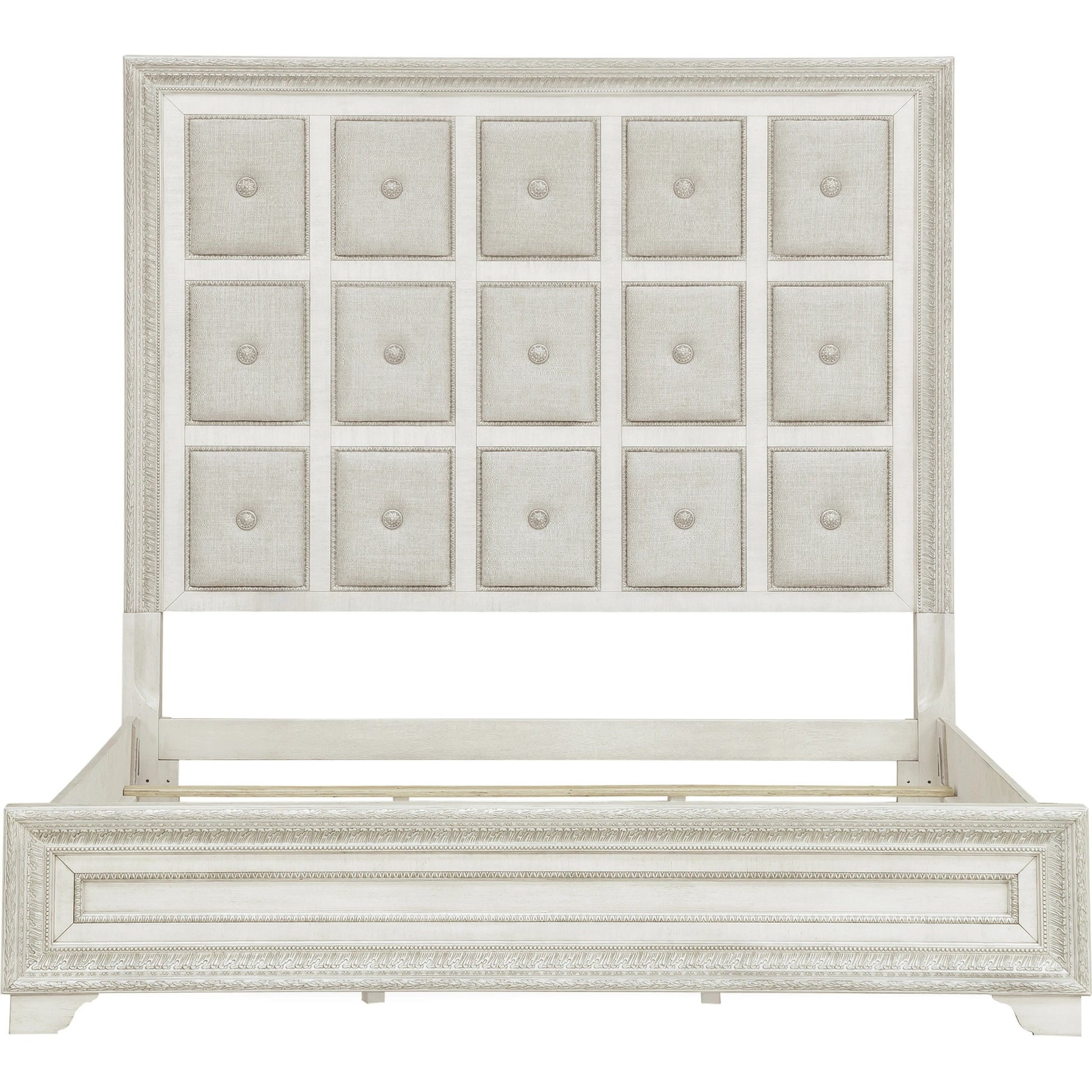 Camila Bed by Pulaski Furniture in semi-transparent creamy white. Made from ash veneers in a modern style.