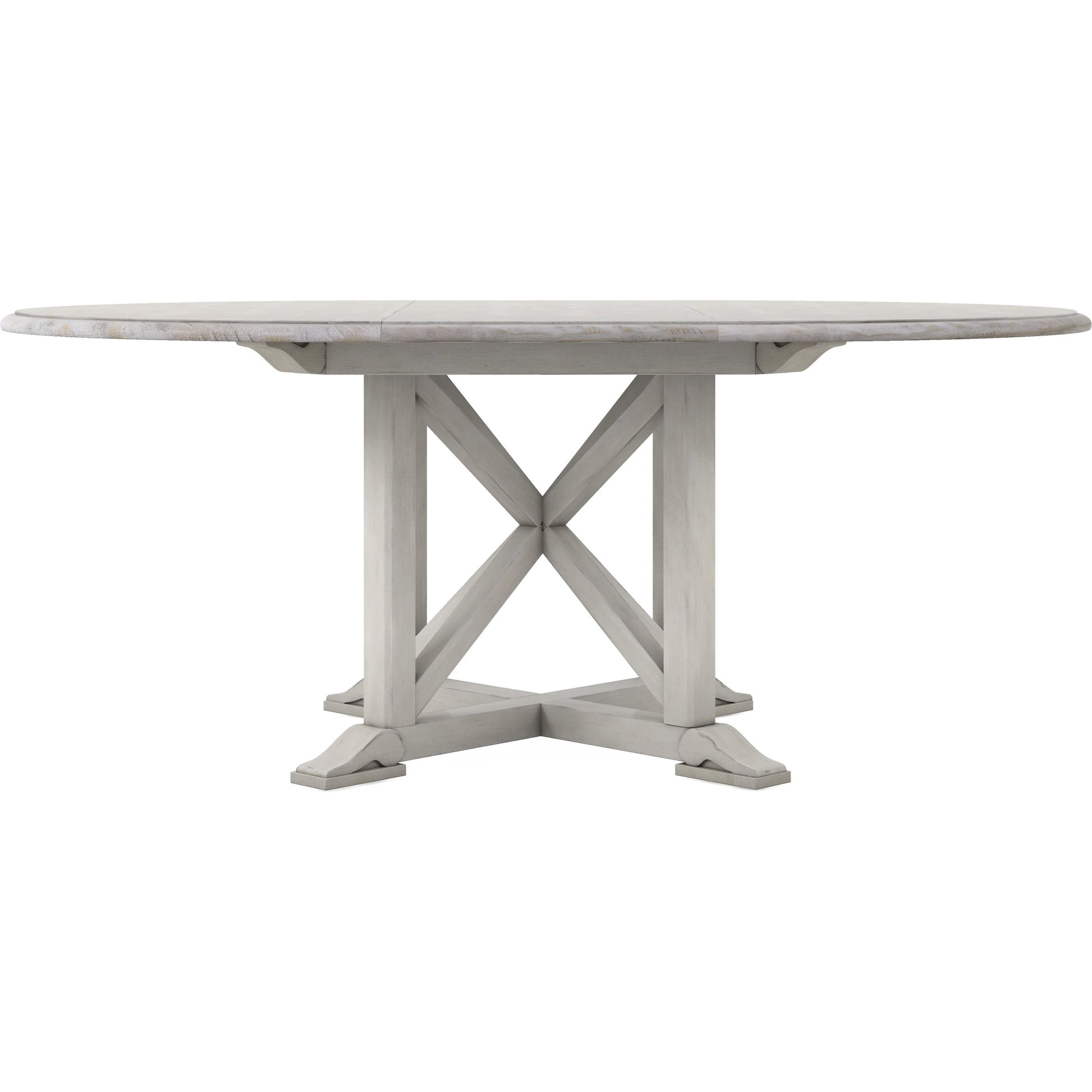 Alcove Round Dining Table by A.R.T. Furniture in belgian ivory. Made from acacia solids, maple veneers in a traditional style.