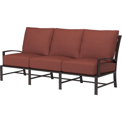 La Jolla Outdoor Sofa by Sunset West in browns. Made from aluminum in a modern style.