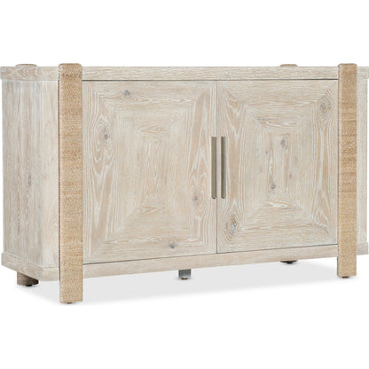 Commerce and Market Seaside Buffet by Hooker Furniture in light wood. Made from oak veneers, rope in a cottage & farmhouse style.
