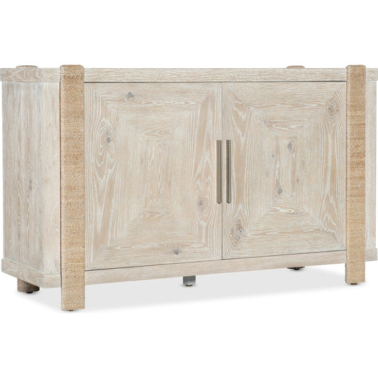 Commerce and Market Seaside Buffet by Hooker Furniture in light wood. Made from oak veneers, rope in a cottage & farmhouse style.