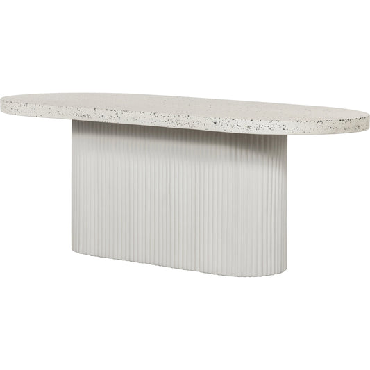 Lyon Outdoor Dining Table by Moe's Home Collection in light grey. Made from concrete, terrazzo, foam core with metal bar reinforcement in a modern style.