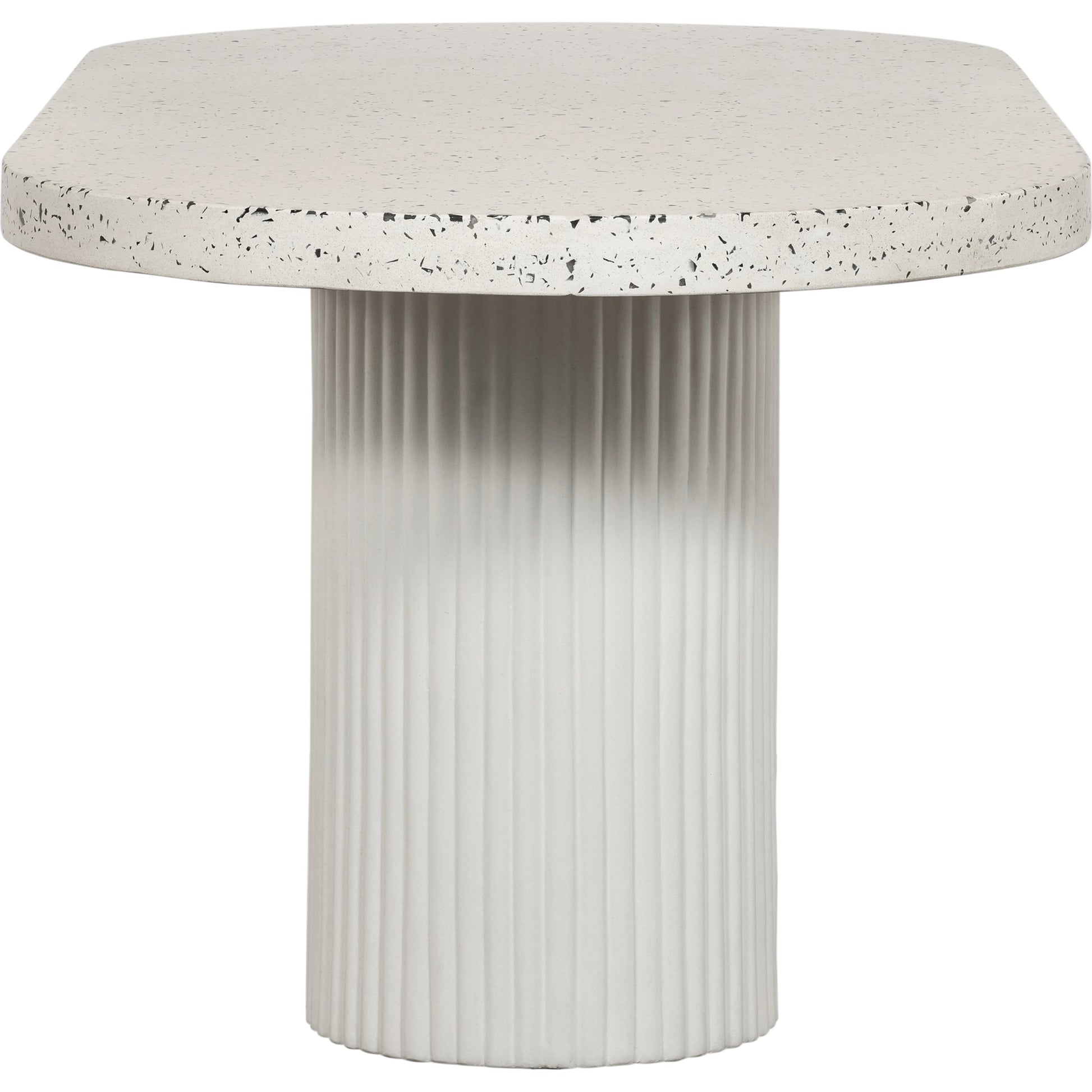 Lyon Outdoor Dining Table by Moe's Home Collection in light grey. Made from concrete, terrazzo, foam core with metal bar reinforcement in a modern style.