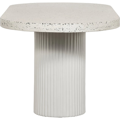 Lyon Outdoor Dining Table by Moe's Home Collection in light grey. Made from concrete, terrazzo, foam core with metal bar reinforcement in a modern style.