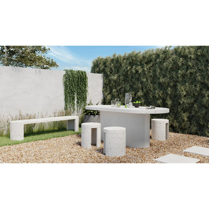 Lyon Outdoor Dining Table by Moe's Home Collection in light grey. Made from concrete, terrazzo, foam core with metal bar reinforcement in a modern style.
