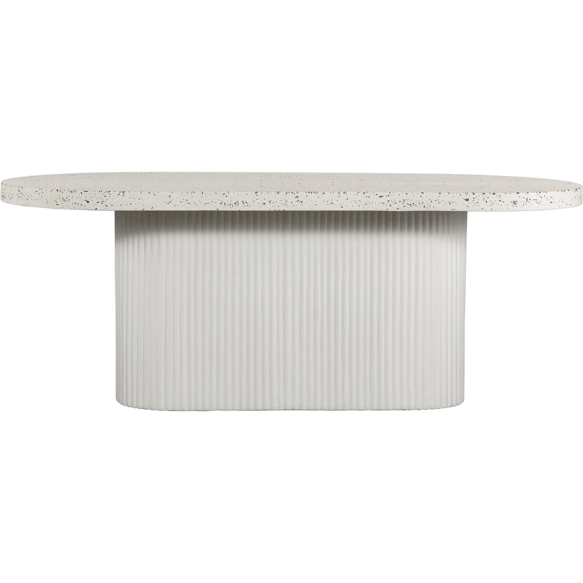 Lyon Outdoor Dining Table by Moe's Home Collection in light grey. Made from concrete, terrazzo, foam core with metal bar reinforcement in a modern style.