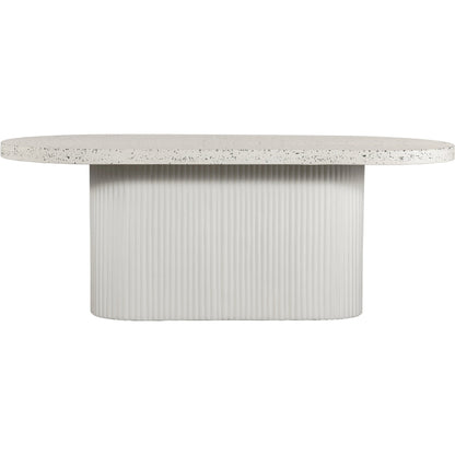 Lyon Outdoor Dining Table by Moe's Home Collection in light grey. Made from concrete, terrazzo, foam core with metal bar reinforcement in a modern style.