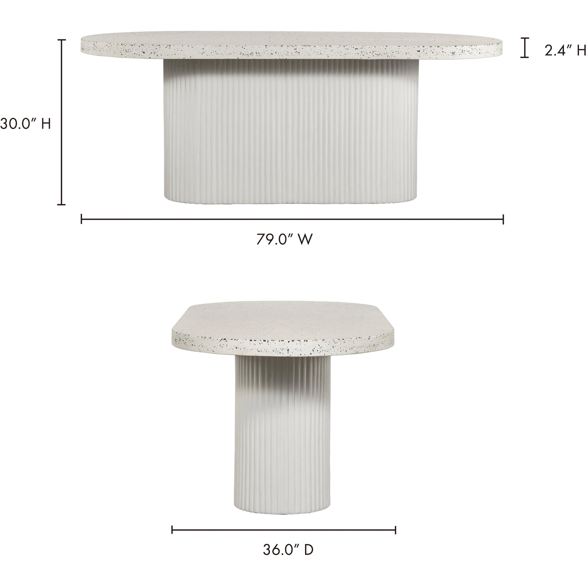 Lyon Outdoor Dining Table by Moe's Home Collection in light grey. Made from concrete, terrazzo, foam core with metal bar reinforcement in a modern style.