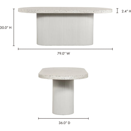 Lyon Outdoor Dining Table by Moe's Home Collection in light grey. Made from concrete, terrazzo, foam core with metal bar reinforcement in a modern style.