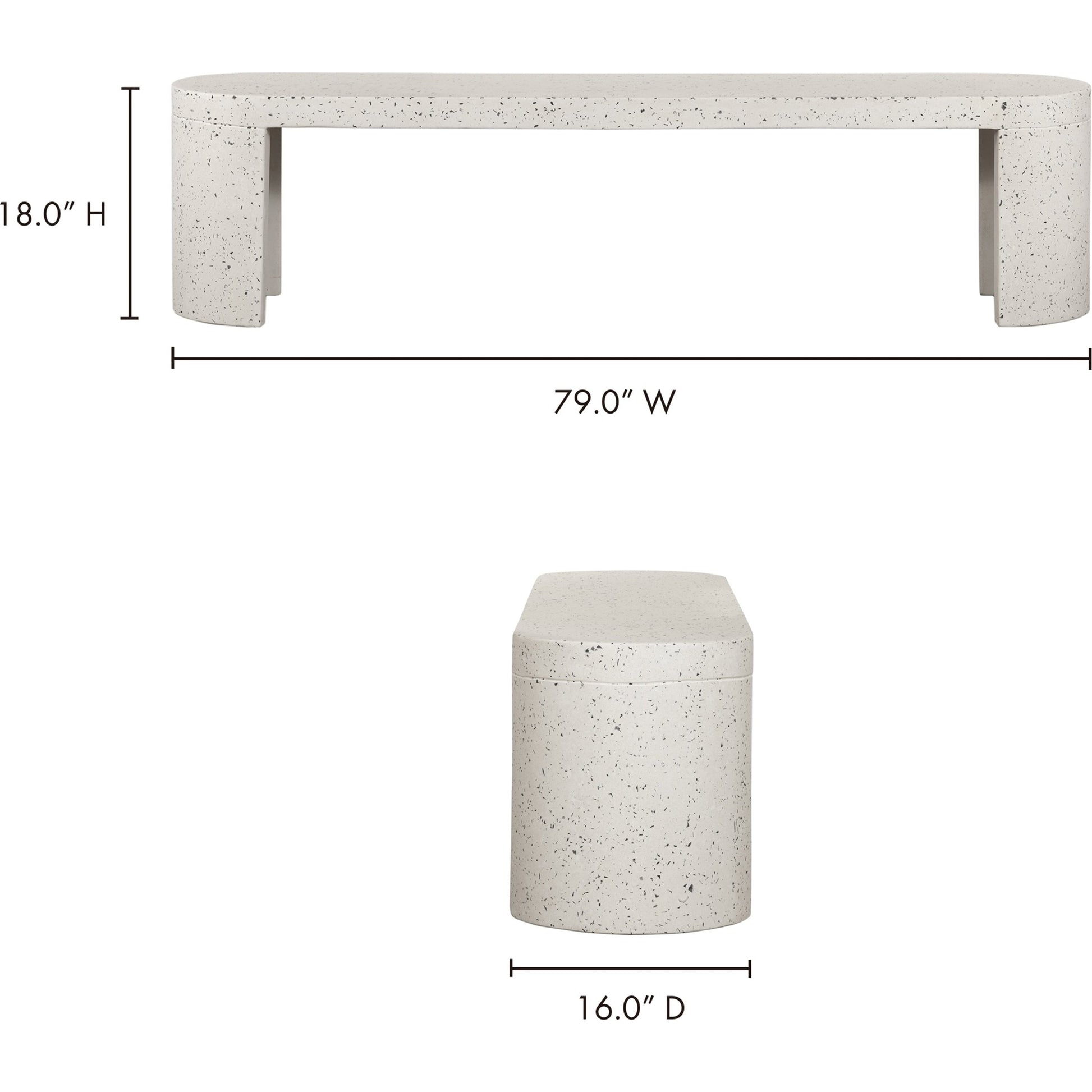 Lyon Outdoor Bench by Moe's Home Collection in terrazzo- greystone. Made from cement, terrazzo in a modern style.