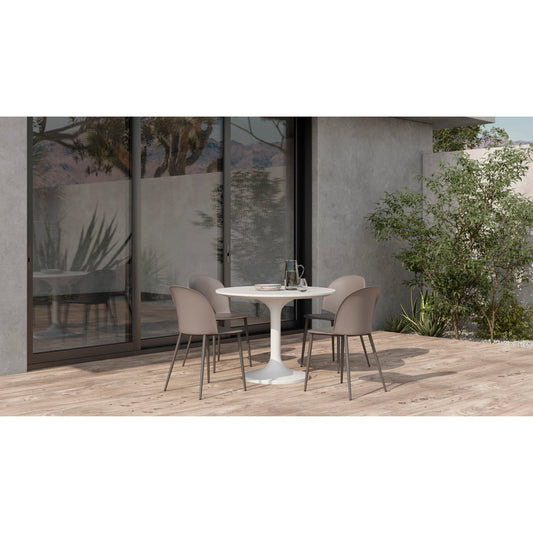 Tuli Outdoor Cafe Table by Moe's Home Collection in light grey. Made from cement, terrazzo top, iron base in a modern style.