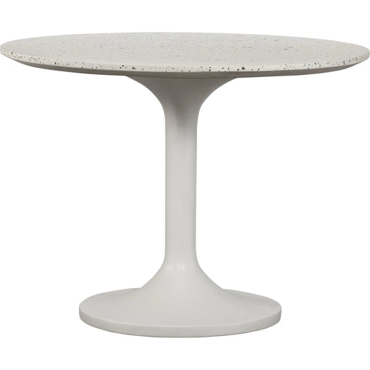 Tuli Outdoor Cafe Table by Moe's Home Collection in light grey. Made from cement, terrazzo top, iron base in a modern style.