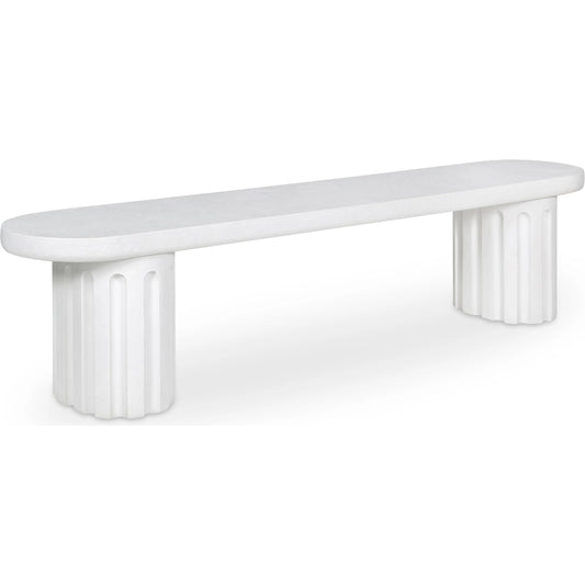 Eris Outdoor Dining Bench by Moe's Home Collection. Made from fiberglass reinforced concrete, steel connecting table top in a unique style.