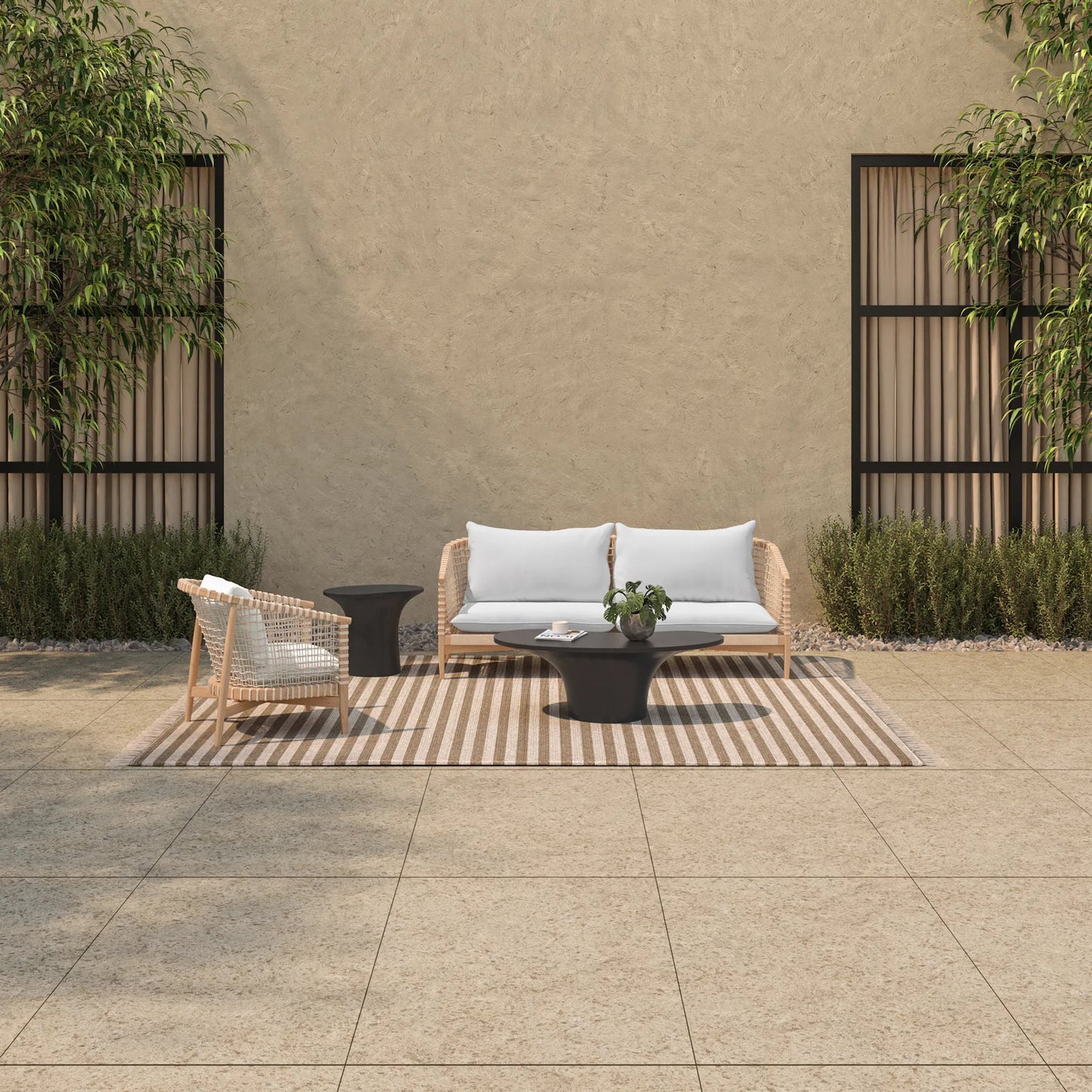 023 SI-2254102 | Lifestyle | Yumi Outdoor Coffee Table by Moe's Home Collection. Made from fiberglass reinforced concrete in a modern style.