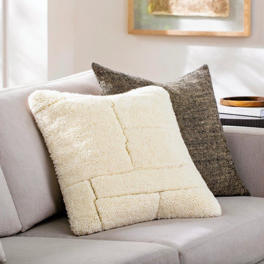 Jakob Pillow - 481434 by Surya in cream. Made from front: 80% wool, 20% cotton, back: 100% cotton in a modern style.