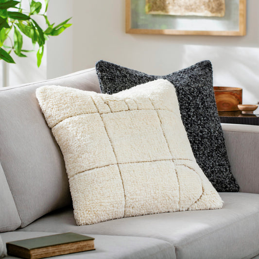 Jakob Pillow - 481448 by Surya in cream. Made from front: 80% wool, 20% cotton, back: 100% cotton in a modern style.