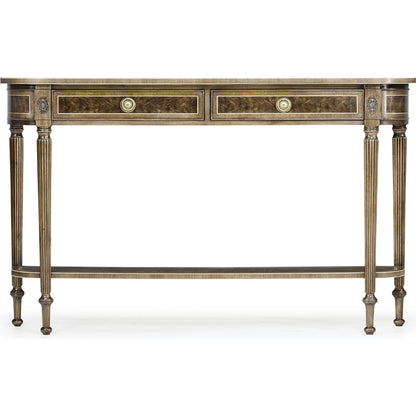 Buckingham Classic Regency Style Bleached Mahogany Console Table by Jonathan Charles in brown and bleached mahogany. Made from acacia in a traditional style.