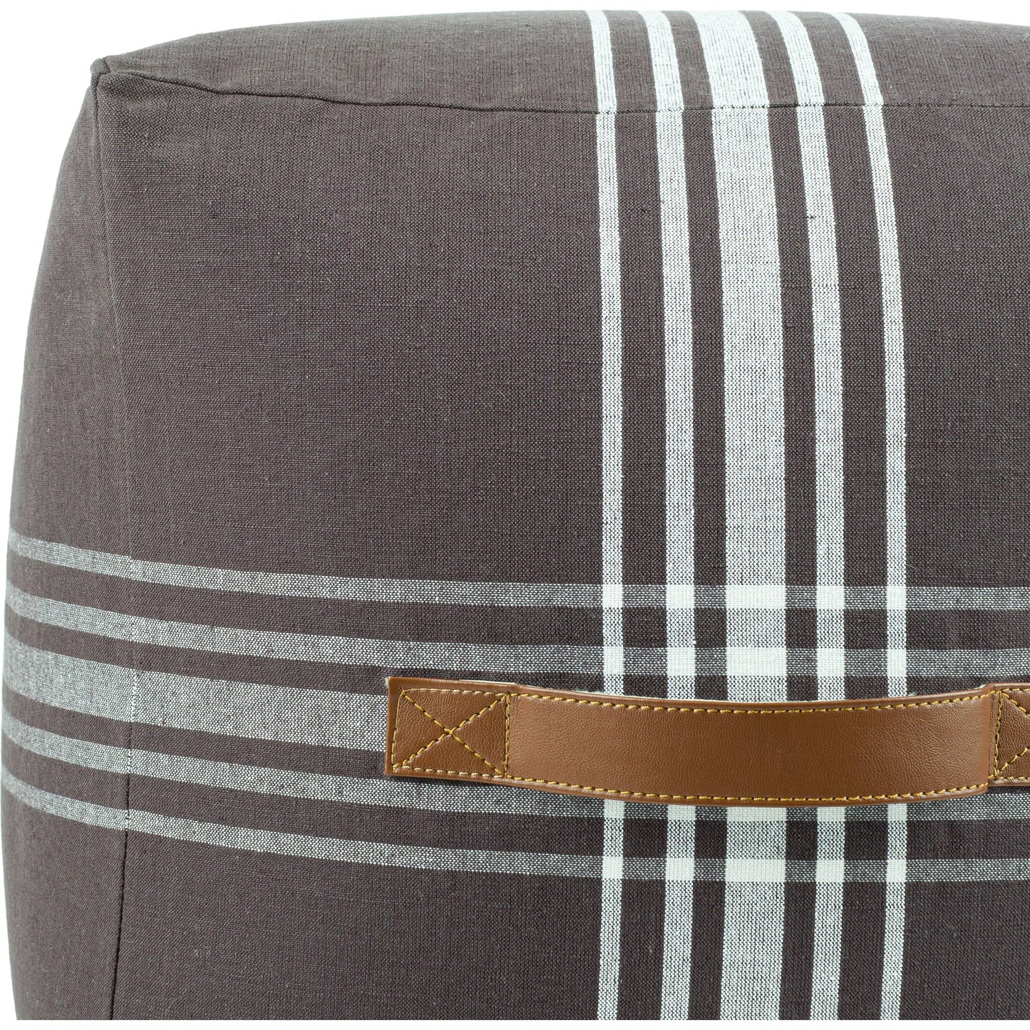 004 SI-1883151 | Closeup | Jackson - 12635 by Surya. Made from 50% cotton, 40% linen, 10% faux leather, 100% polybeads, 55% cotton, 45% linen in a traditional style.