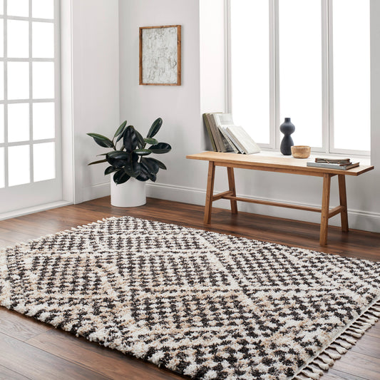 Jakarta Rug - 32679 by Livabliss in black/cream. Made from main: 100% polyester in a unique style.