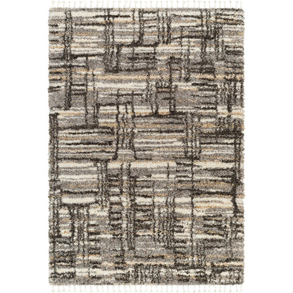 Jakarta Rug by Livabliss in gray, black. Made from main: 100% polyester in a modern style.