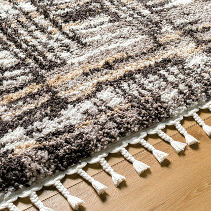 Jakarta Rug by Livabliss in gray, black. Made from main: 100% polyester in a modern style.