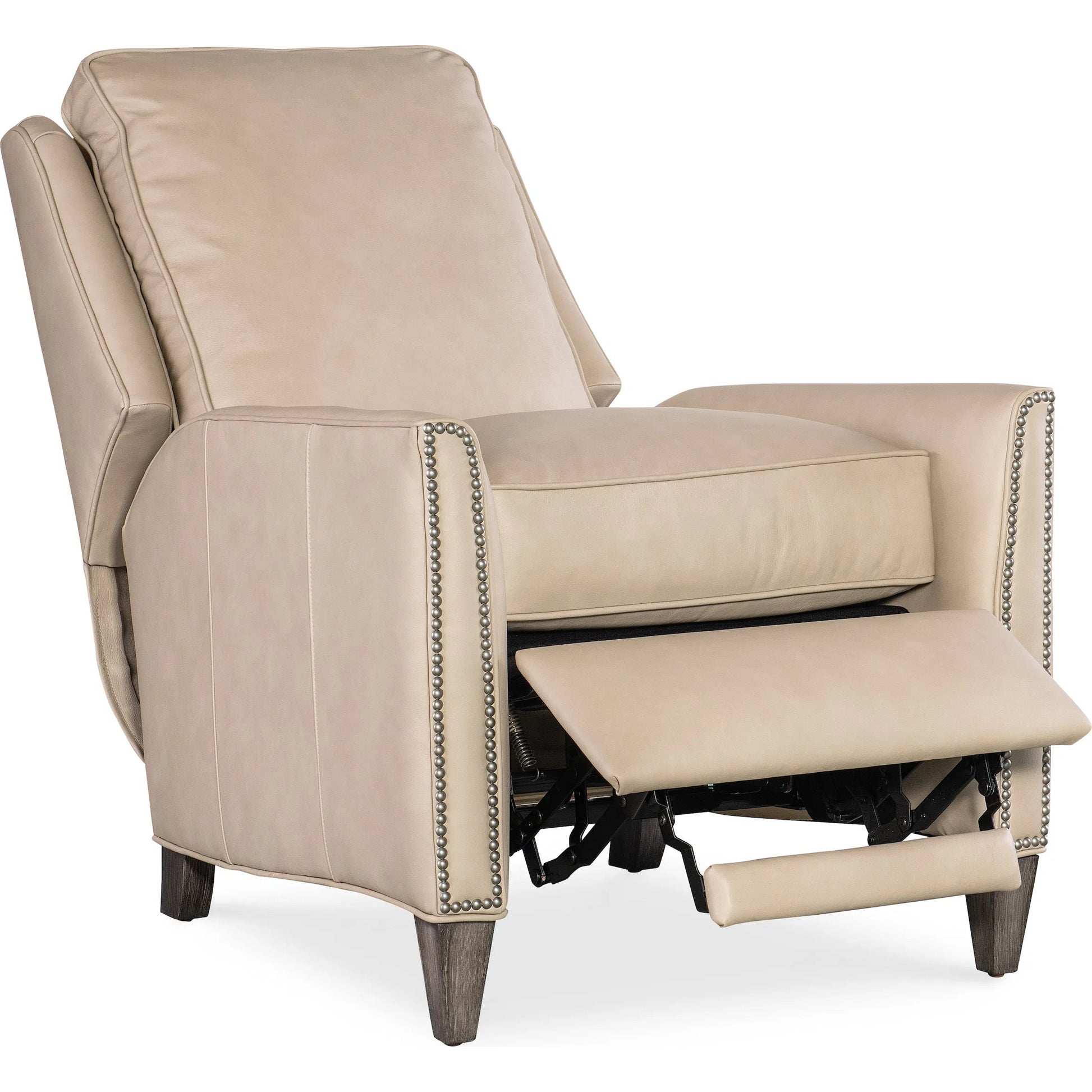 Christopher Recliner by Bradington-Young by Hooker Furniture in stone. Made from leather in a unique style.