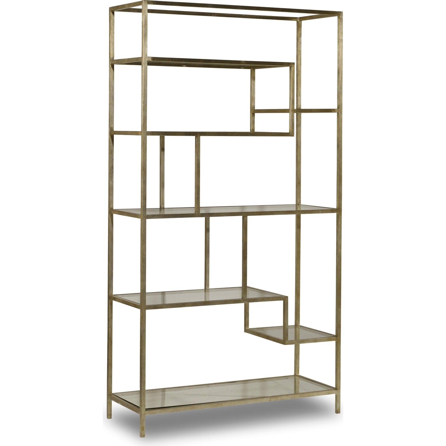 001 SI-1748891 | Primary Silo | Etagere by Hooker Furniture in champagne gold. Made from iron with glass in a modern style.