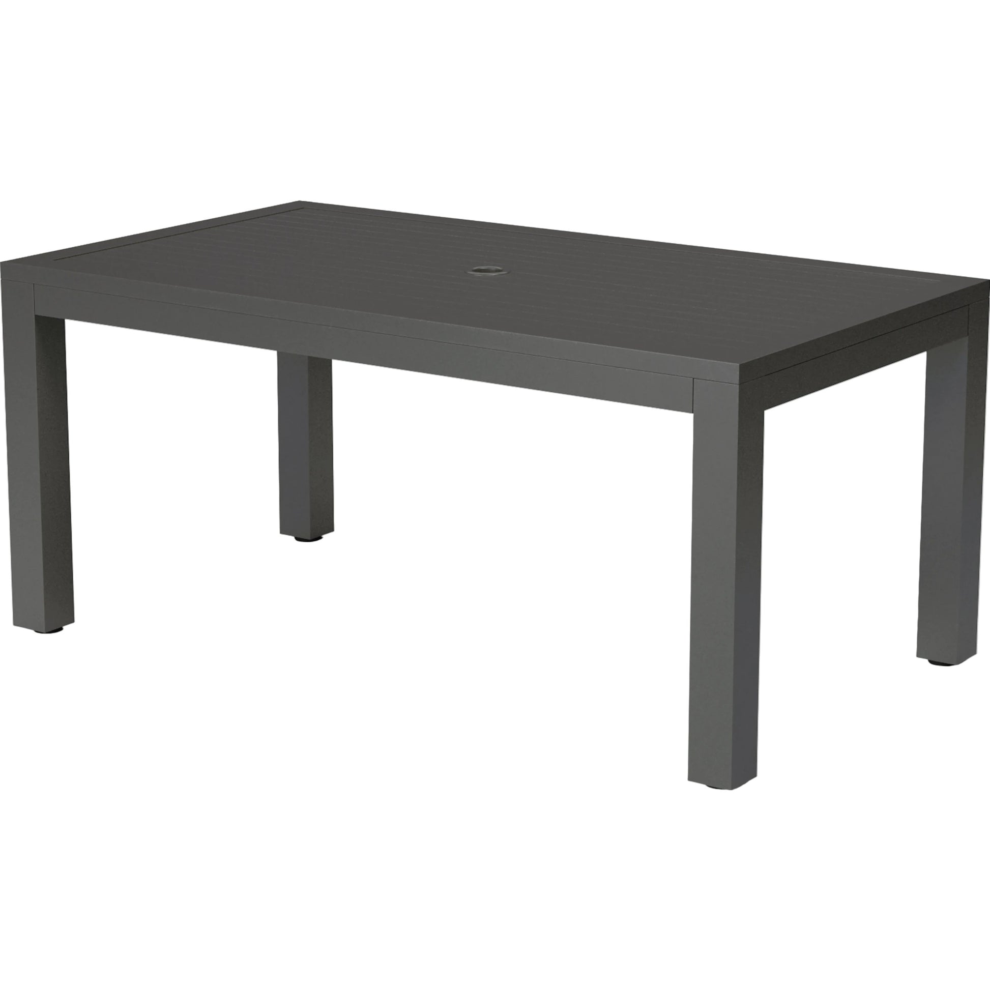 Vegas Outdoor Rectangular Dining Table by Sunset West in graphite. Made from aluminum in a modern style.