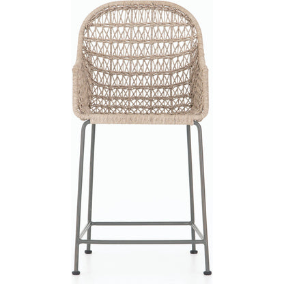 Bandera Counter Stool by Four Hands in vintage white and gray bronze. Made from unique in a coastal style.