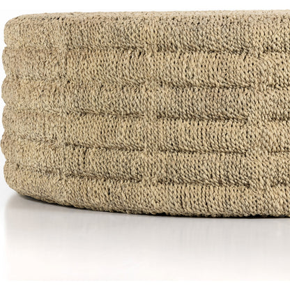 Pascal Coffee Table by Four Hands in light natural. Made from pandan rope, albasia plywood, rattan in a coastal style.