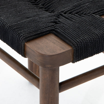 Shona Stool by Four Hands in russet mahogany, vintage cotton. Made from solid mahogany, cotton rope in a rustic style.