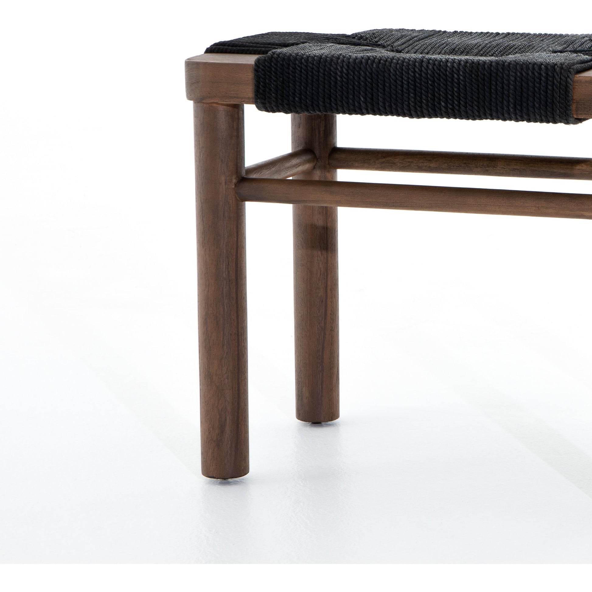 Shona Stool by Four Hands in russet mahogany, vintage cotton. Made from solid mahogany, cotton rope in a rustic style.
