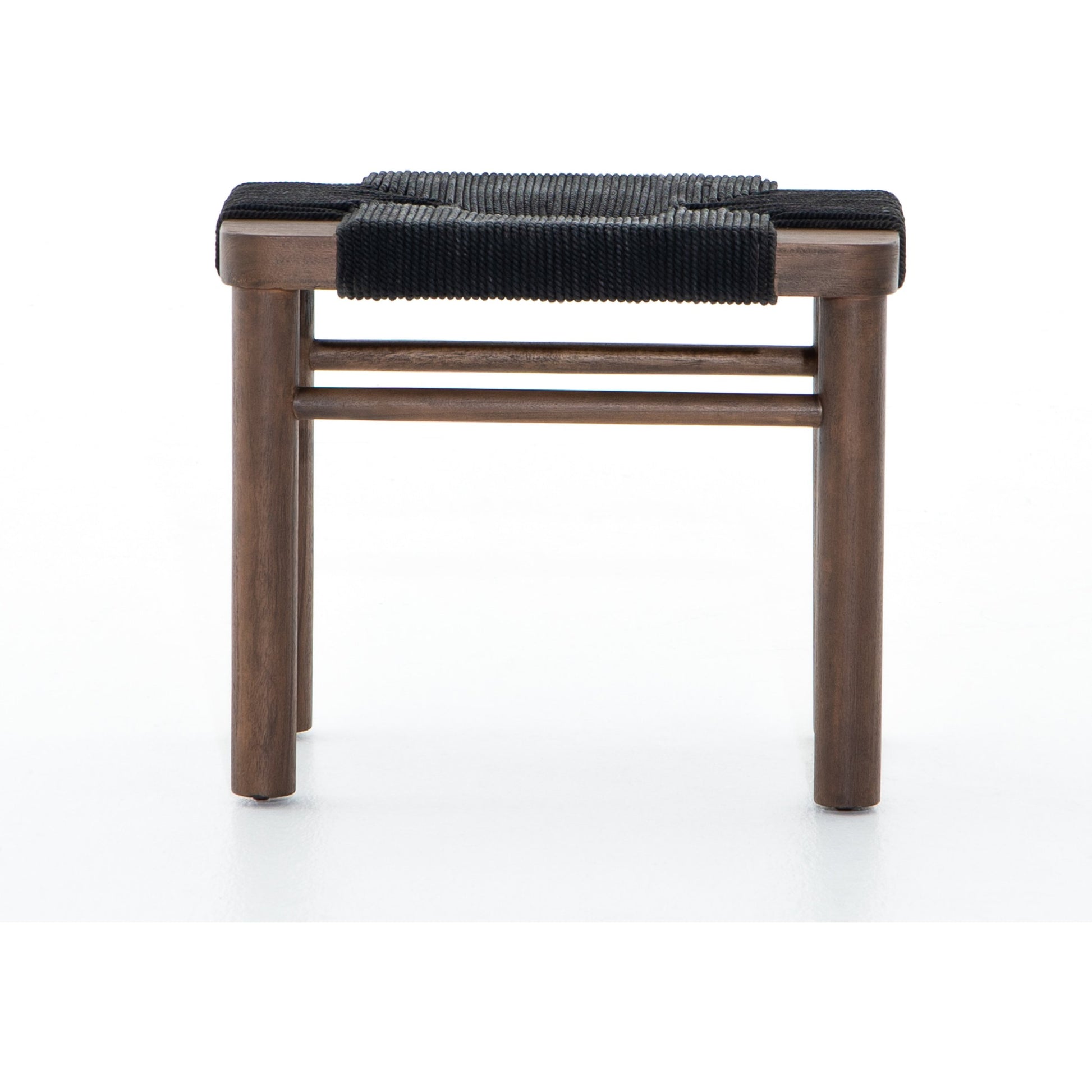 Shona Stool by Four Hands in russet mahogany, vintage cotton. Made from solid mahogany, cotton rope in a rustic style.