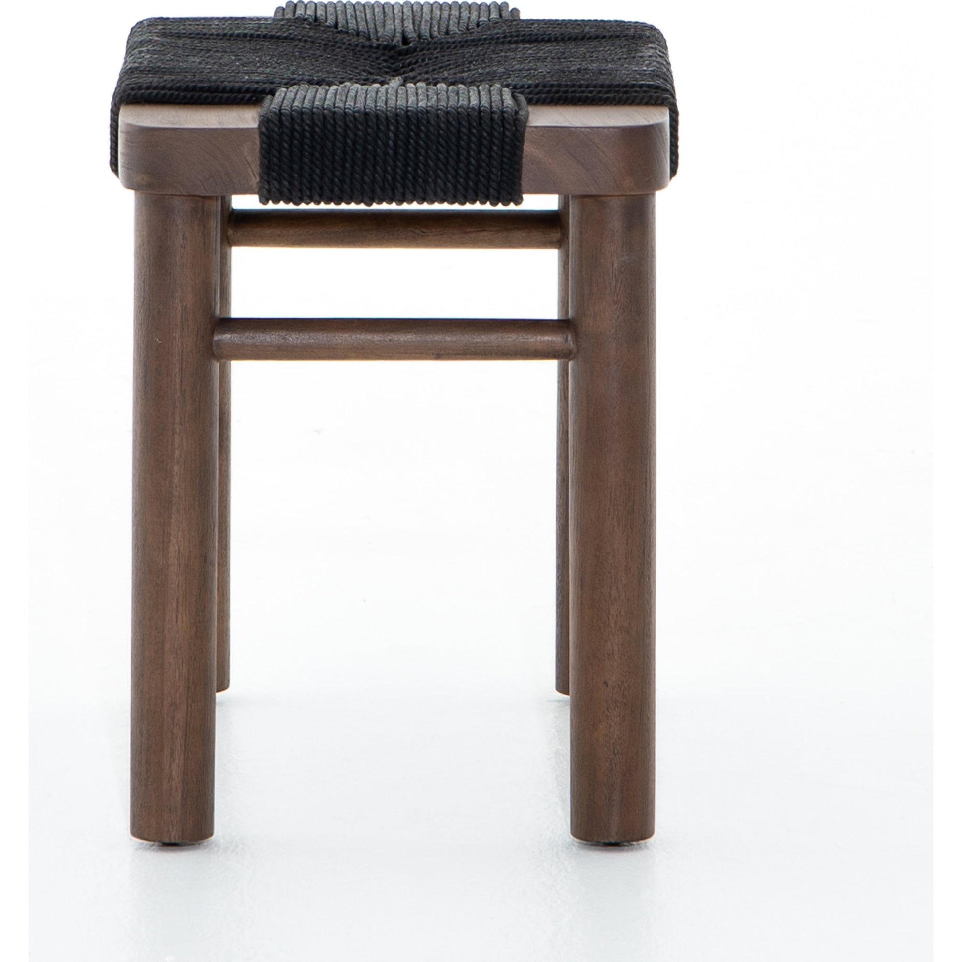 Shona Stool by Four Hands in russet mahogany, vintage cotton. Made from solid mahogany, cotton rope in a rustic style.