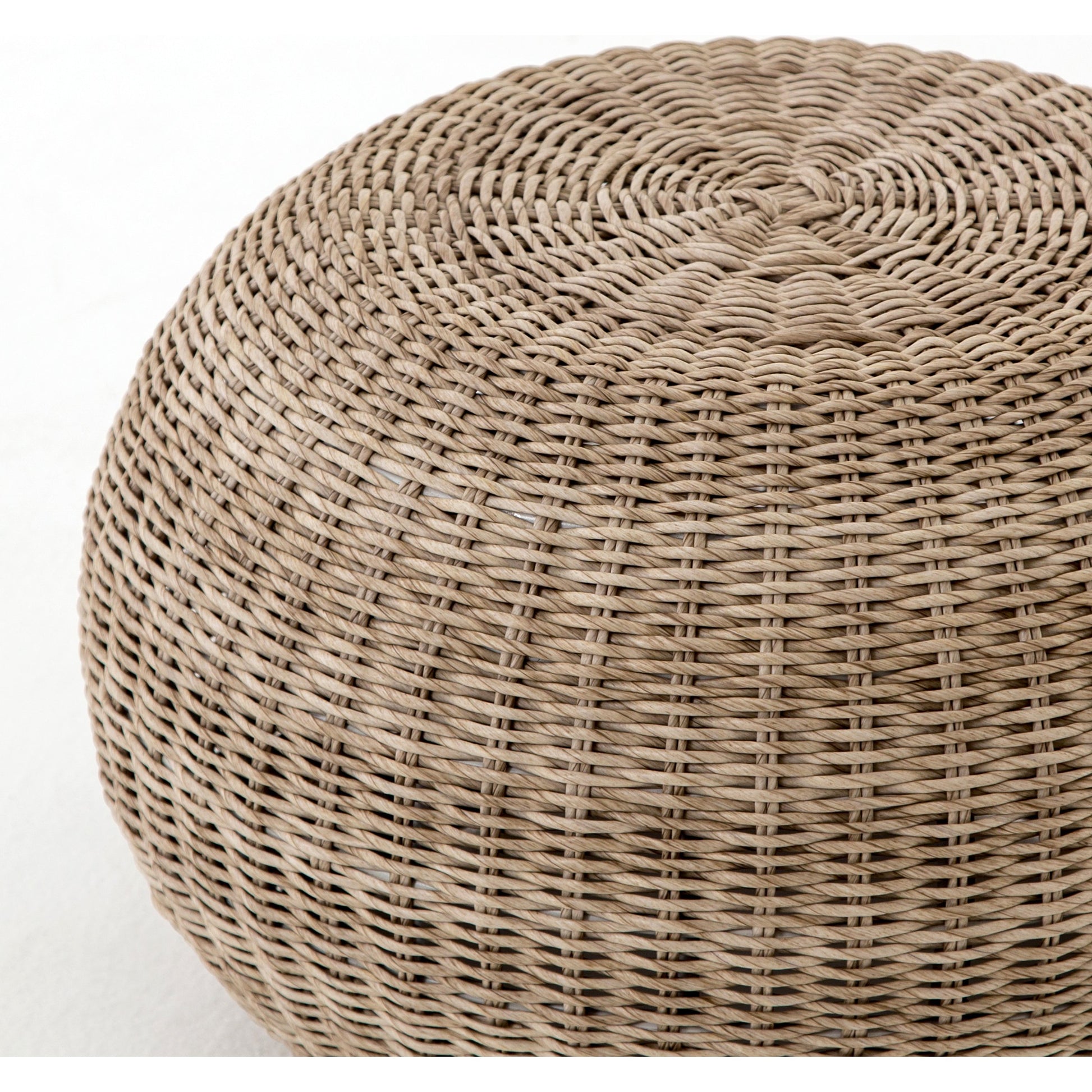 Phoenix Outdoor Accent Stool by Four Hands in vintage white. Made from 100% polyethylene, aluminum in a coastal style.