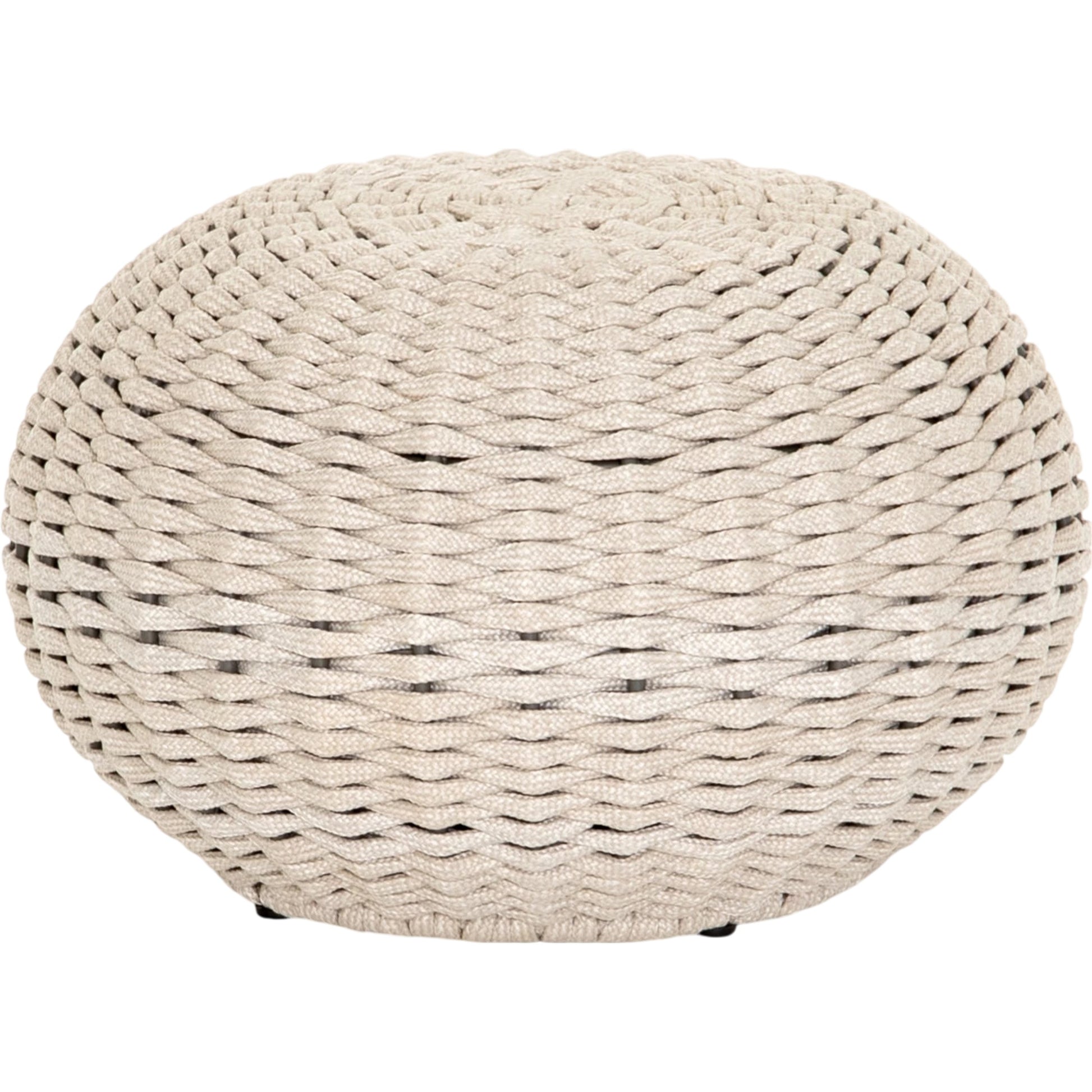 Phoenix Outdoor Accent Stool by Four Hands in vintage white. Made from 100% polyethylene, aluminum in a coastal style.