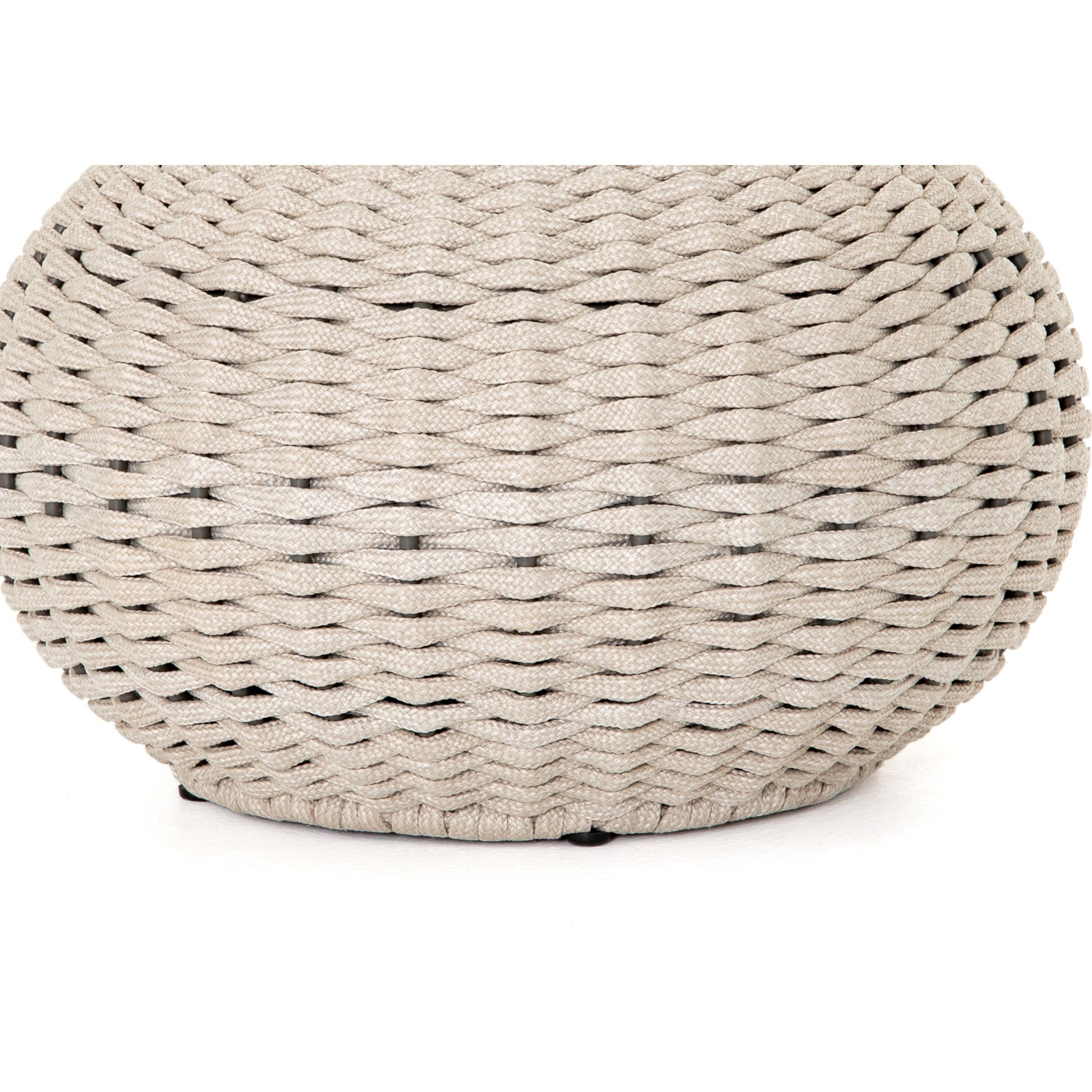 Phoenix Outdoor Accent Stool by Four Hands in vintage white. Made from 100% polyethylene, aluminum in a coastal style.