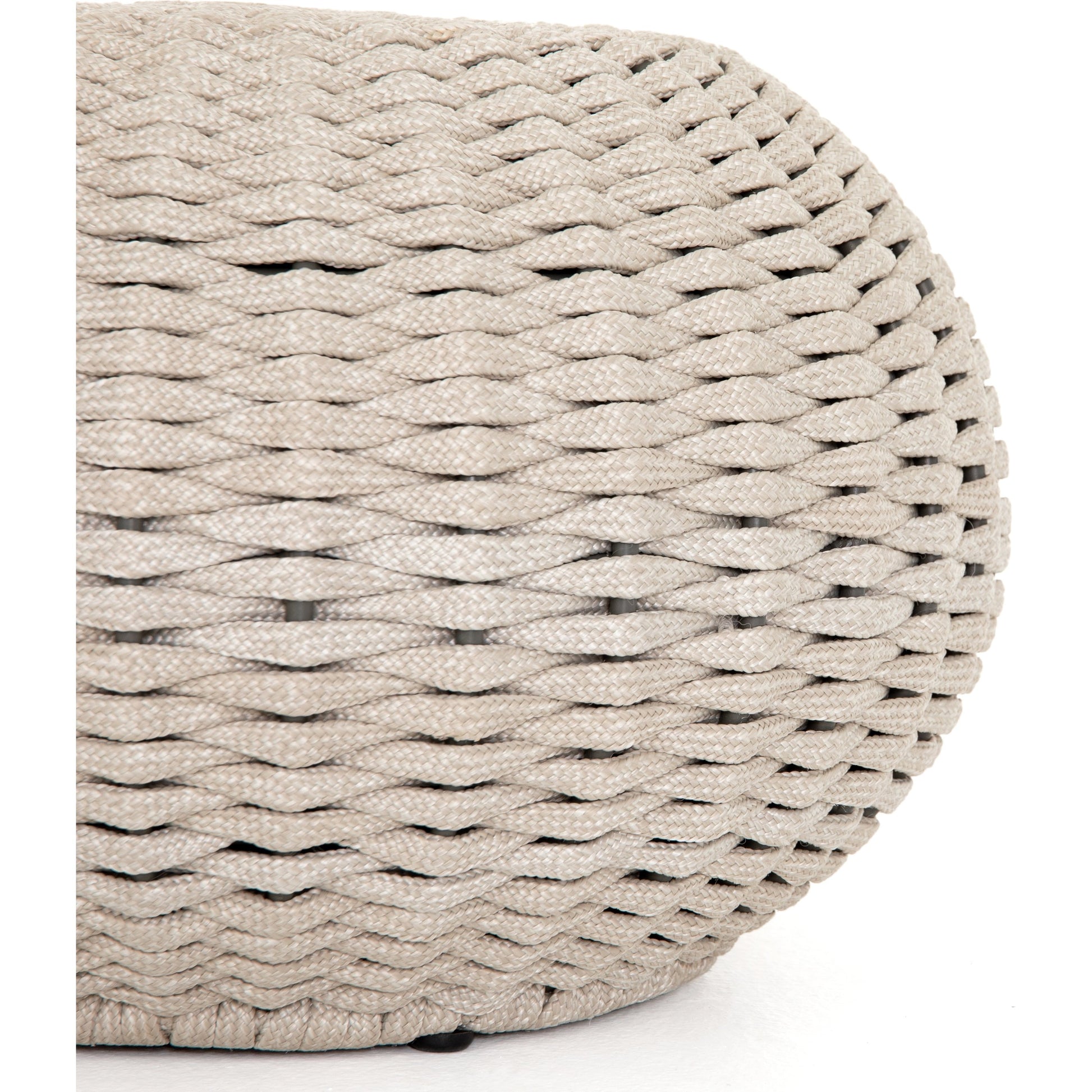 Phoenix Outdoor Accent Stool by Four Hands in vintage white. Made from 100% polyethylene, aluminum in a coastal style.