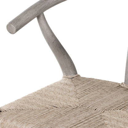 Muestra Counter Stool by Four Hands in vintage white, black teak. Made from solid teak, 100% polyethylene in a coastal style.