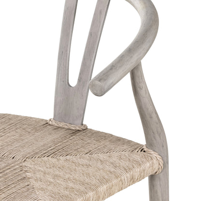 Muestra Counter Stool by Four Hands in vintage white, black teak. Made from solid teak, 100% polyethylene in a coastal style.