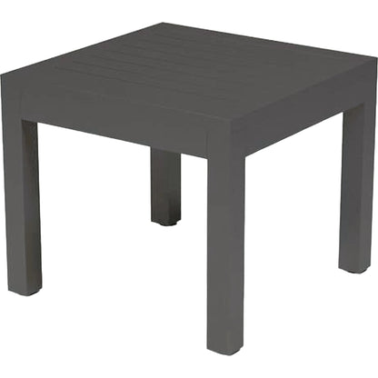 Vegas Outdoor End Table by Sunset West in graphite. Made from aluminum in a modern style.
